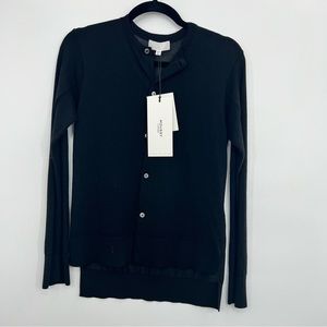 NWT Moussy Vintage Japan Black Cashmere Knit Switching Light Cardigan Sheer M